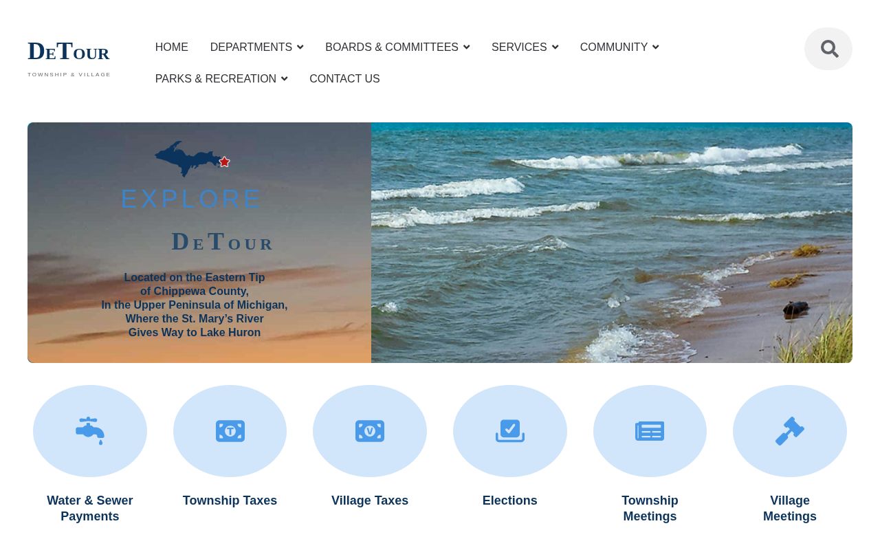 Official De Tour Village website without a municipal arrest log